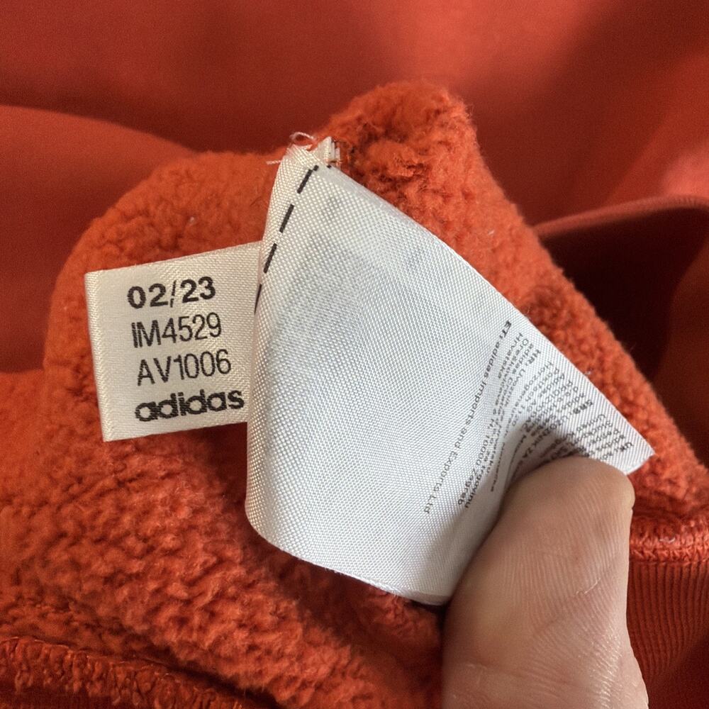 Adidas Originals Hoodie Mens L Rust Red Essentials Trefoil Pullover Sweatshirt - Picture 9 of 10